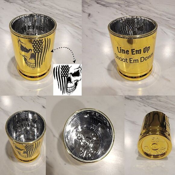 Personalized .50 Caliber Gun Casing Shot Glass - Engraved Shot Glass - Picture 1 of 8